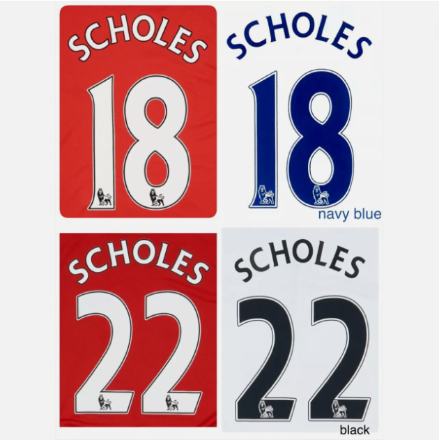 Scholes CHOOSE 2007-2014 EPL NAME AND NUMBER SET, Home Away Manchester united UK