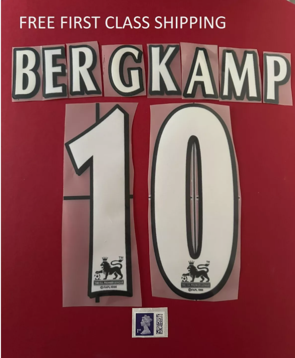 Bergkamp #10 1997-2007 Arsenal White Felt Player Size Premier League Nameset