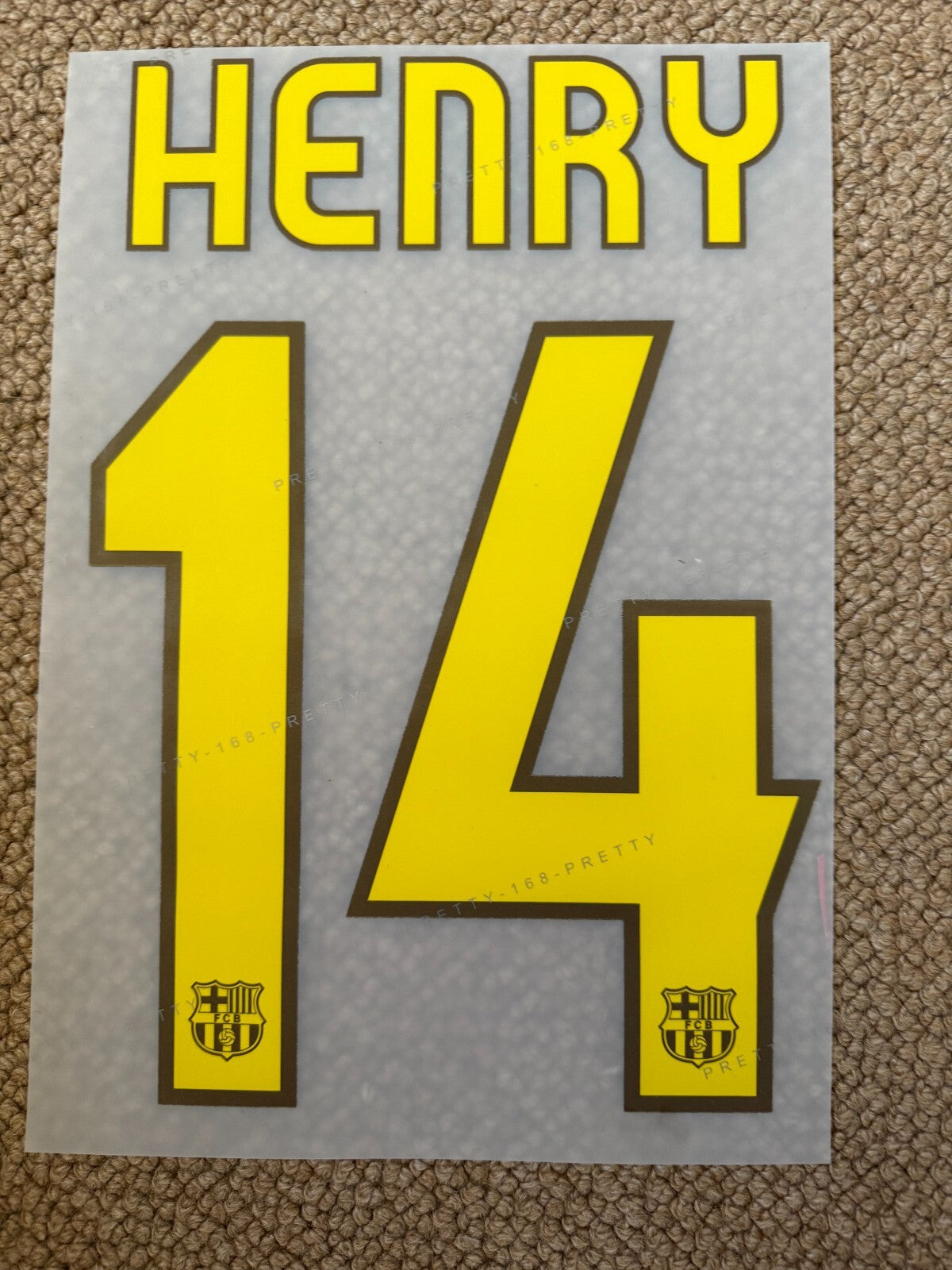 Henry #14 2008-2010 Barcelona Player Size Yellow Nameset UK stock