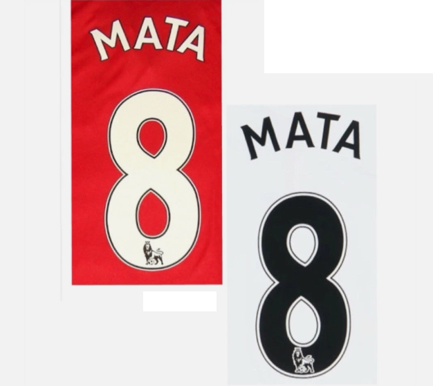 Mata 8 2013-2017 EPL NAME AND NUMBER SET, Home Away Manchester united UK