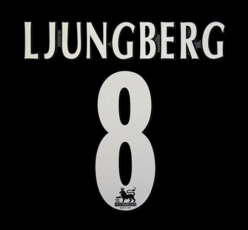 Ljungberg #8 1997-2006 EPL Player Size Premier League White Nameset Arsenal