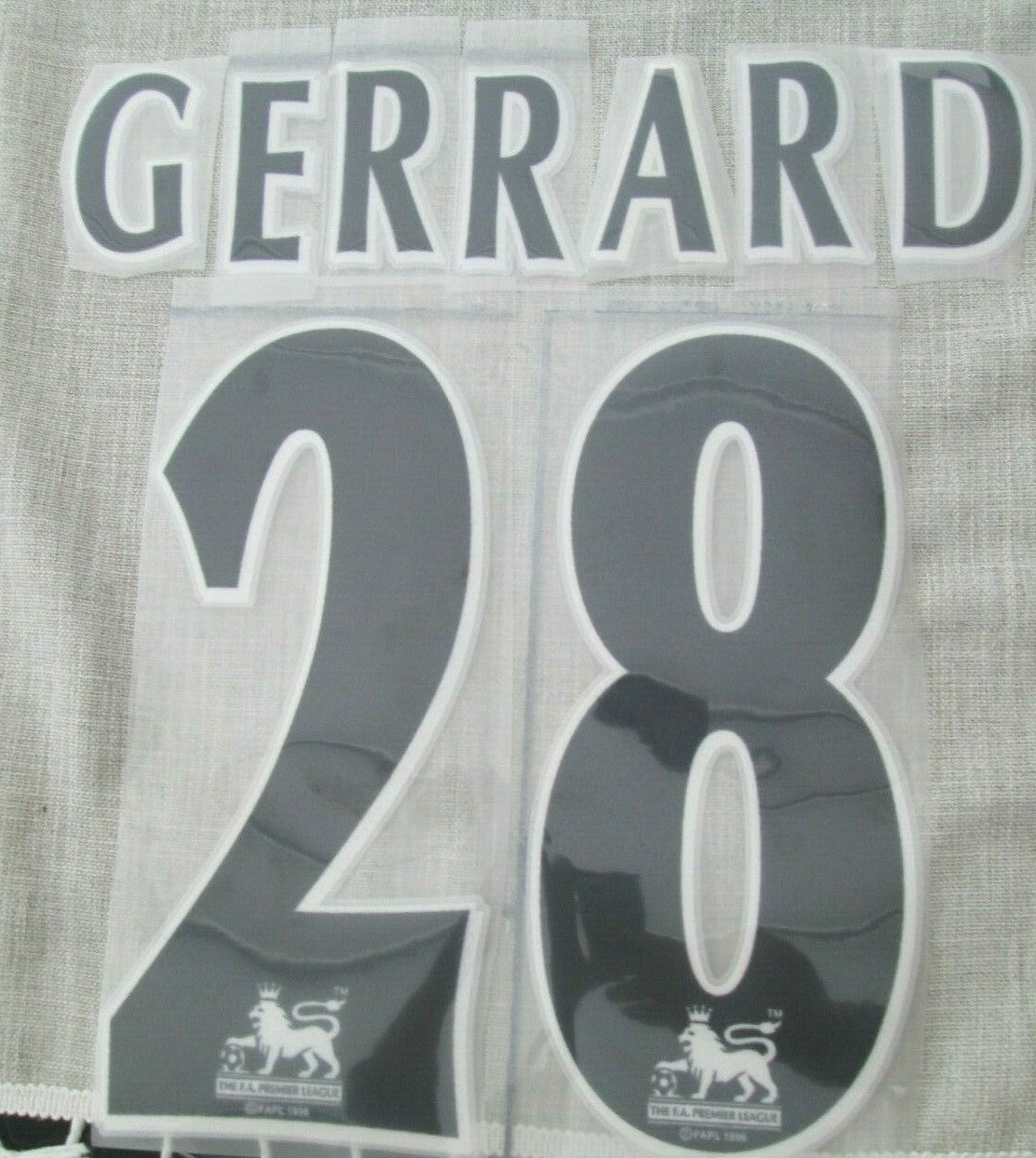 GERRARD #28 1997-2004 Player Size Premier League Black Nameset UK STOCK EXTRA