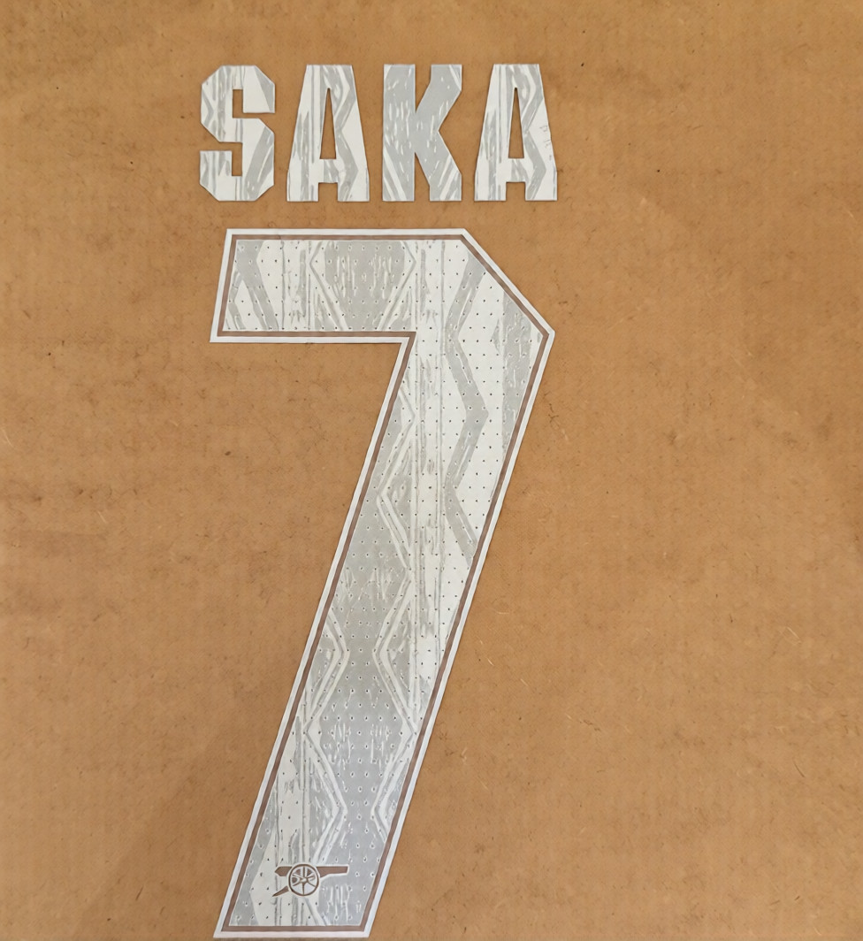 Arsenal Saka 7 2024-2025 AWAY PLAYER SIZE CL NAMESET