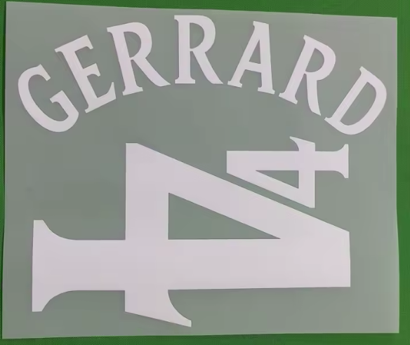 Gerrard 4 England World Cup 2002 Away Felt Player Size Nameset