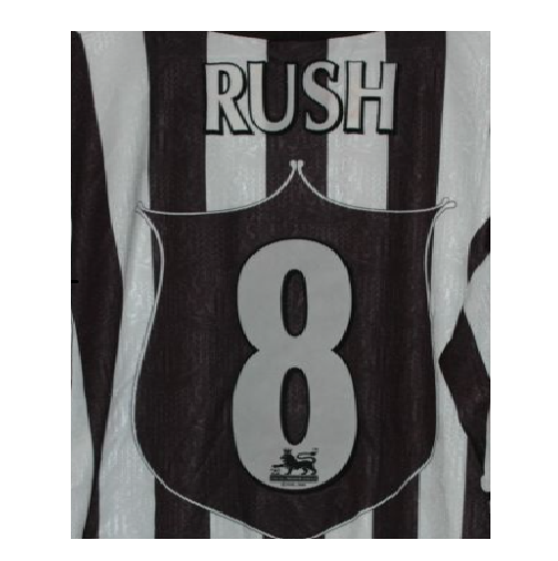 Rush #8 Newcastle 1997-2003 Player Size Premier League White Nameset UK STOCK