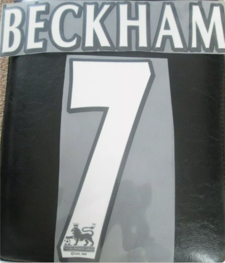 BECKHAM #7 1997-04 Player Size EPL Premier league Lextra Nameset Manchester utd