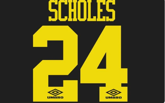 Scholes 24 -1994-1995 EPL NAME AND NUMBER SET Away Manchester united UK