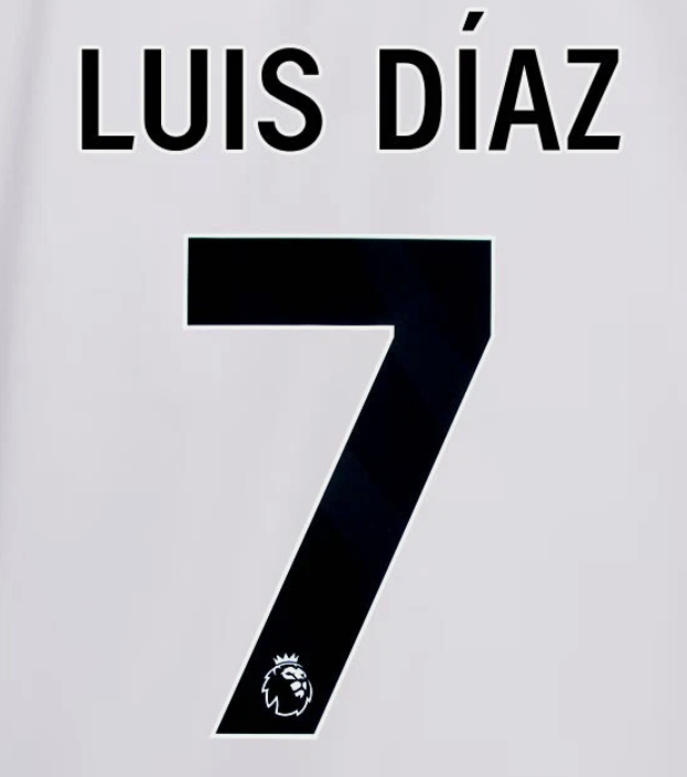 LIVERPOOL 2017-2024 Luis Diaz 7 Black PLAYER SIZE nameset