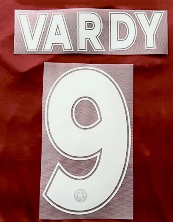 Vardy #9 Leicester 2020-22 Player Size White Nameset Europa League cup