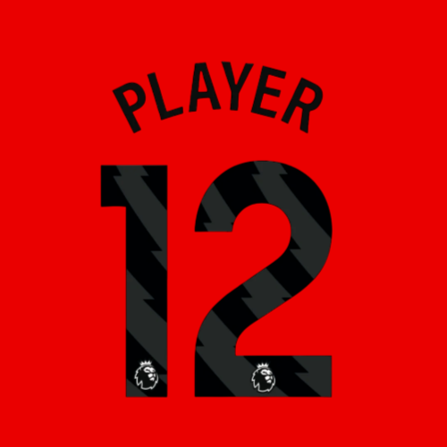 Any name Premier League Football Shirt 2025-2026 nameset KIDS size plastic BLACK
