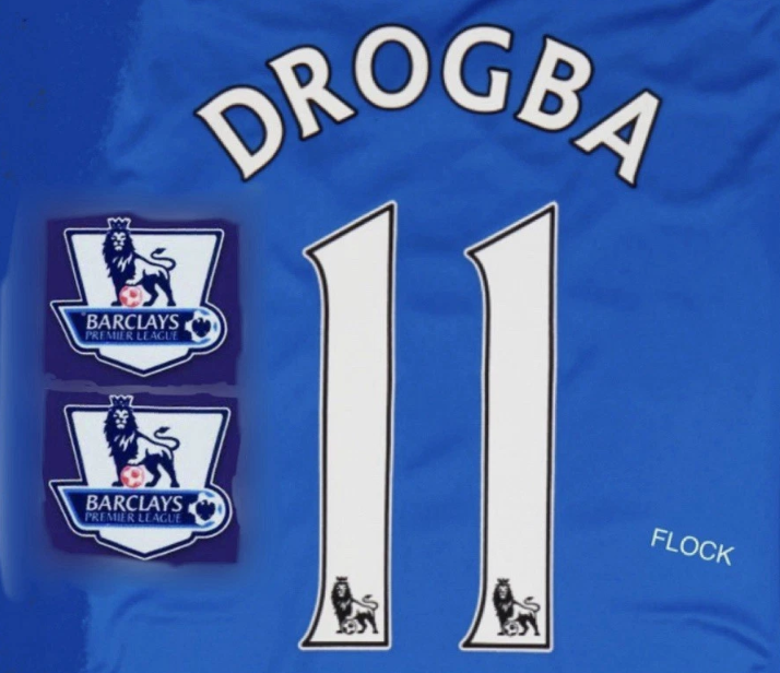 Drogba #11 2007-2015 white pro s EPL Player Size Premier League Nameset Chelsea