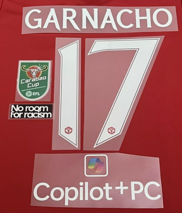 Any name or number Manchester united Name Co Pilot Carabao patch set Amad Mainoo
