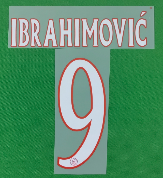 Ibrahimovic #9 2002-2004 Home Ajax Player Size Nameset UK stock