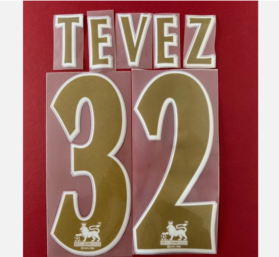 TEVEZ #32 2006-2007 Player Size Premier League GOLD FELT Nameset West Ham