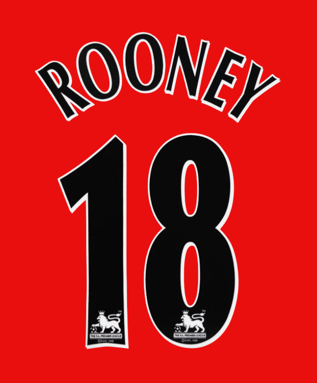 Rooney 18 Everton 1997-2007 EPL NAME AND NUMBER SET, Home Away nameset