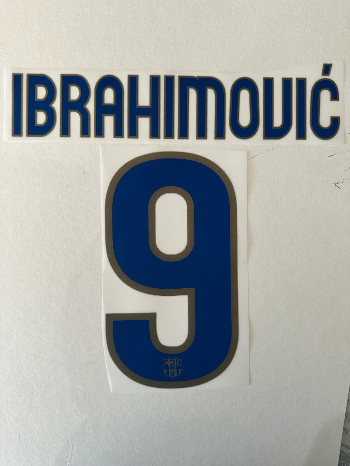 Ibrahimovic #9 2008-2010 Barcelona Player Size Blue Gold Nameset UK stock