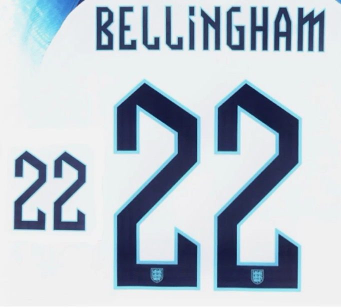 Number 22 Bellingham 2022-2023 Player Size England Nameset