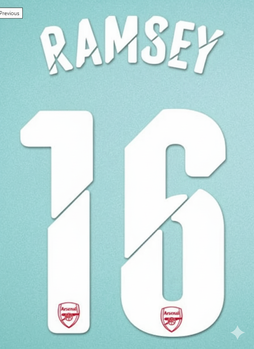 Ramsey #16 Arsenal EPL Player Size Champions 2014-2016 League white Nameset