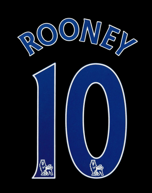 Rooney 10 Manchester united 2007-2013 EPL NAME AND NUMBER SET, Home Away UK