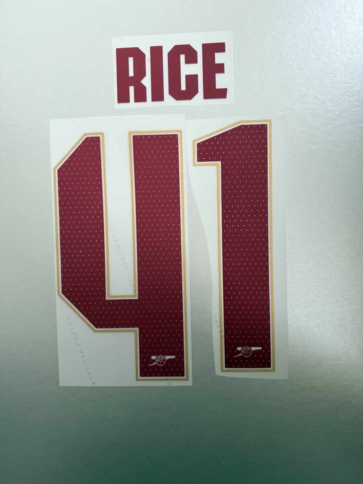 Arsenal RICE #41 2025-2026 AWAY PLAYER SIZE CL NAMESET