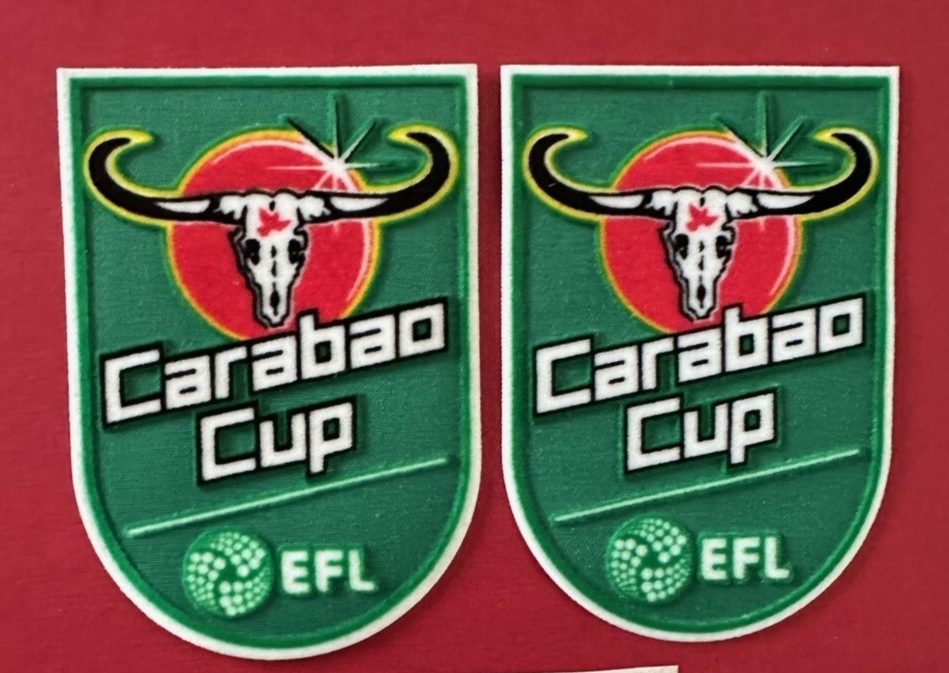 Carabao Felt Cup patch player size Iron On Heat Press 2022-2026 PAIR UK STOCK
