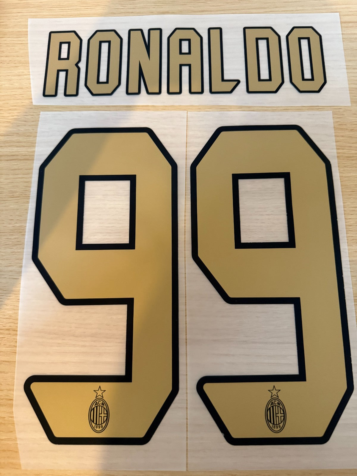 Ronaldo #99 2006-2007 Ac Milan Player Size Gold Nameset UK stock