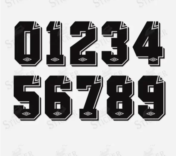 Custom Any Number Football Shirt Soccer Numbers Umbro 1980-90