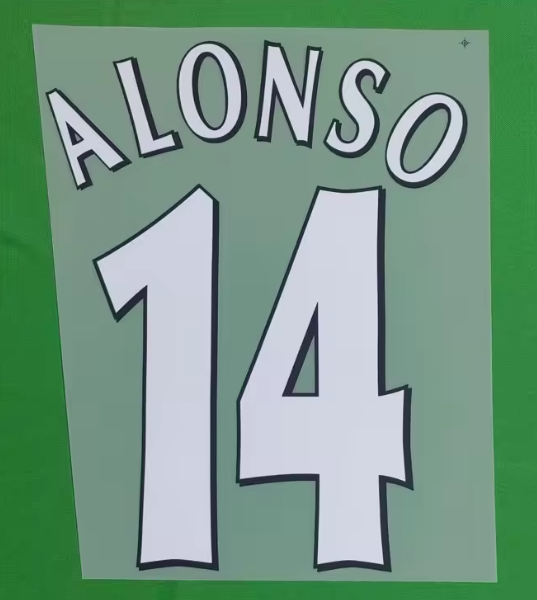 ALONSO #14 1997-2005 Player Size Champions League PLASTIC Nameset UK Liverpool