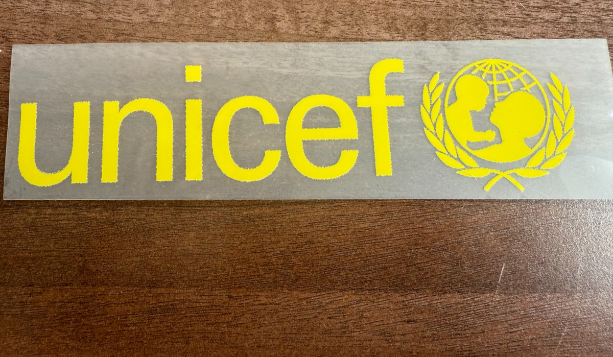 Barcelona Unicef REAR Sponsor Home Patch yellow Plastic Repro for Football Shirt