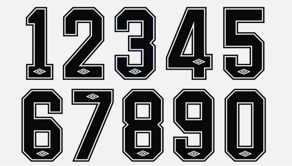 Custom Any Number Football Shirt Soccer Numbers Umbro 1980-1990 league