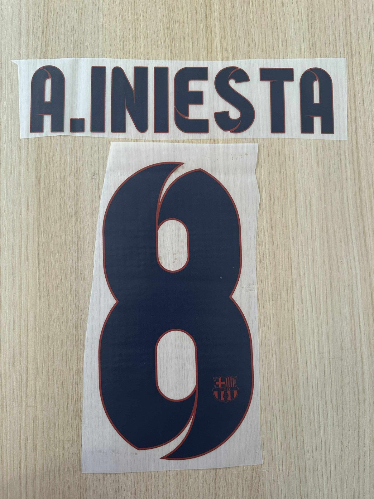 A.Iniesta#8 2012-2014 Barcelona Player Size NAME AND NuMBER SET Away Nameset