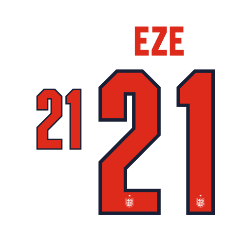 Eze #21 England 2026 Home Name and Number for Football Shirt