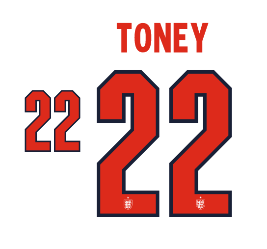 Toney #22 England 2026 Home Name and Number for Football Shirt