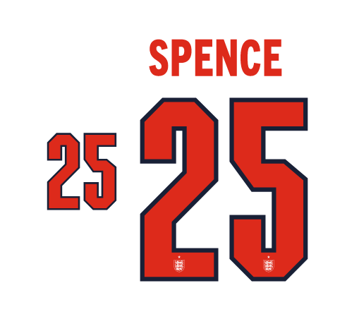 Spence #25 England 2026 Home Name and Number for Football Shirt