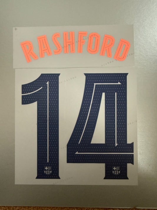 Rashford #14 2025-2026 CL Third Barcelona  Player Size Nameset UK stock