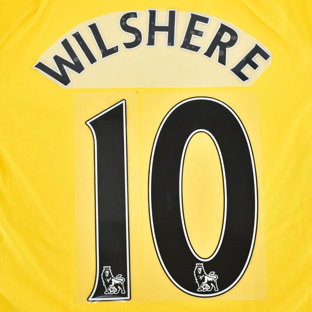 Wilshere 10 2013-2017 EPL NAME AND NUMBER SET, Home Away Arsenal nameset