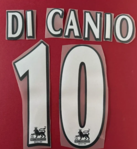 DI CANIO #10 West Ham  97-98 Player Size Premier League White Nameset