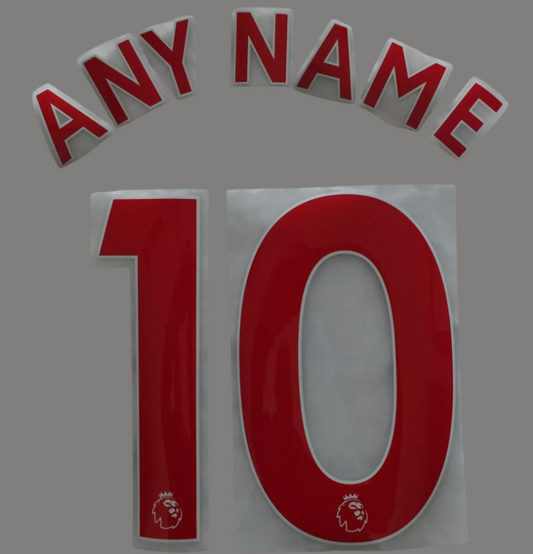 Any name Premier League Football Shirt 2017-23 nameset KIDS size plastic RED