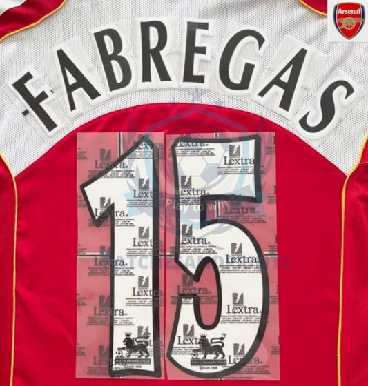 Fabregas #15 04-05 Player Size Premier League Black/white FELT Nameset UK STOCK
