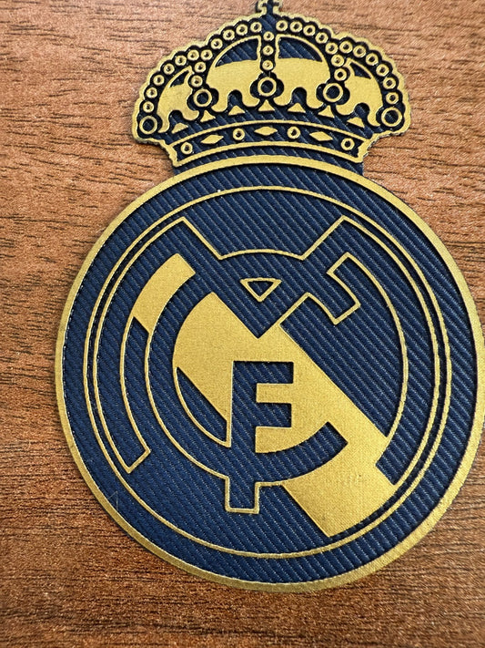 La Liga Real Madrid Gold Black Silicon Iron On Patch Badge 75 x 50mm