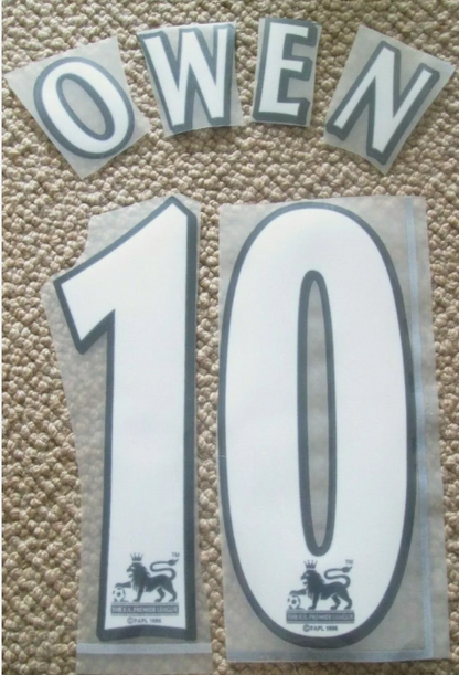 Owen #10 1997-2006 EPL Player Size Premier League White Nameset  UK  Liverpool