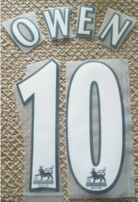 Owen #10 1997-2006 EPL Player Size Premier League White Nameset  UK  Liverpool