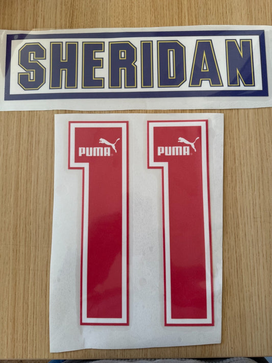 Sheridan  1994-1995 Sheffield Wednesday home Felt Player Premier League Nameset