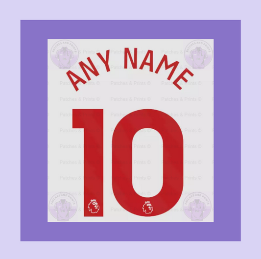Any name Premier League Football Shirt Current nameset KIDS size plastic RED