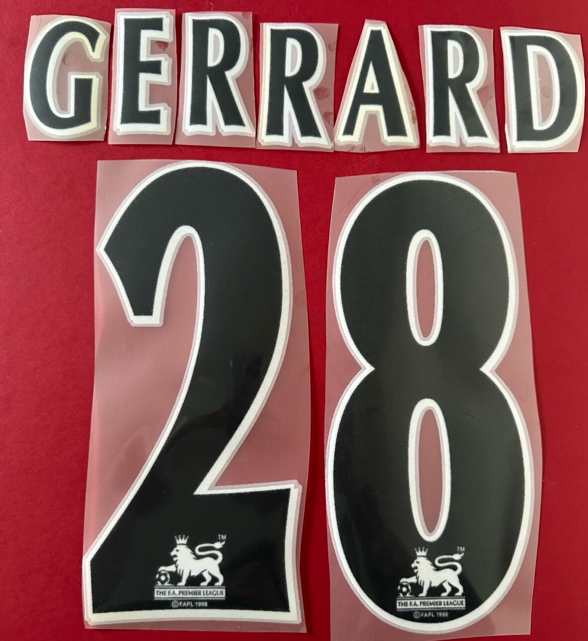 GERRARD #28 1997-2004 Player Size Premier League Black Nameset UK STOCK EXTRA