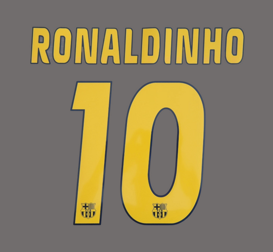 Ronaldinho #10 2005-2006 Home Barcelona  Player Size Yellow Nameset UK stock