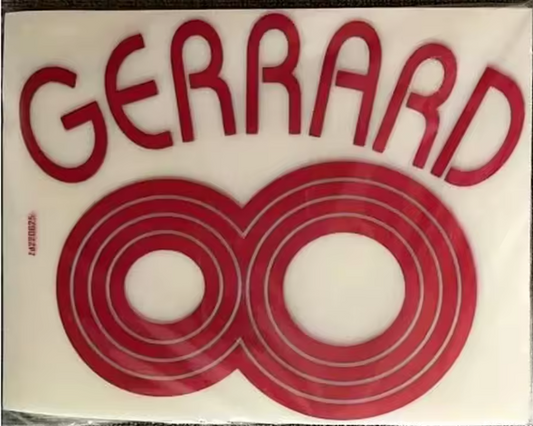 Gerrard  #8 2008-2009 Player Size Champions League Red Nameset  Liverpool