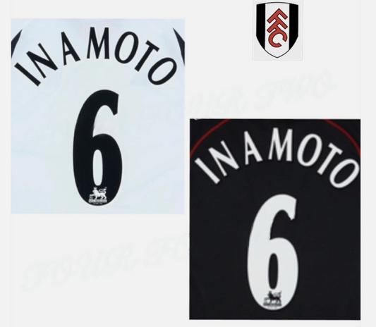 Inamoto 6 Fulham 1997-2007 EPL NAME AND NUMBER SET, Home Away UK CHOOSE one