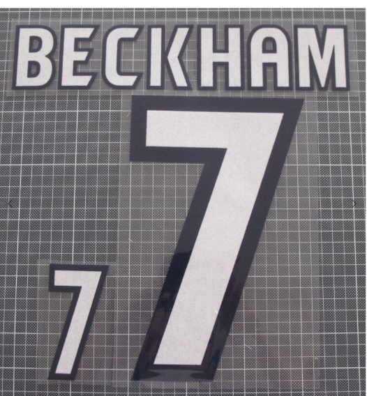 Beckham 7 England world cup 1998 Away Felt Player Size Nameset