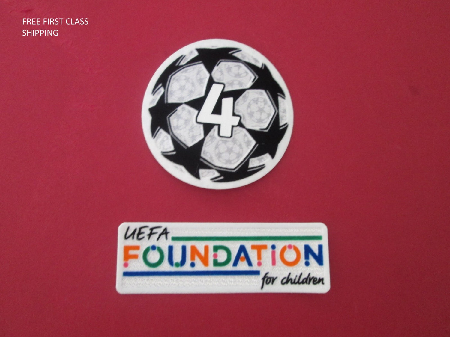 2021-2024 4 x Champions League patch player size  Iron Press Foundation UK STOCK